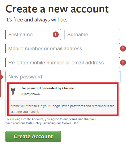 Zufälliger Passwortgenerator in Chrome
