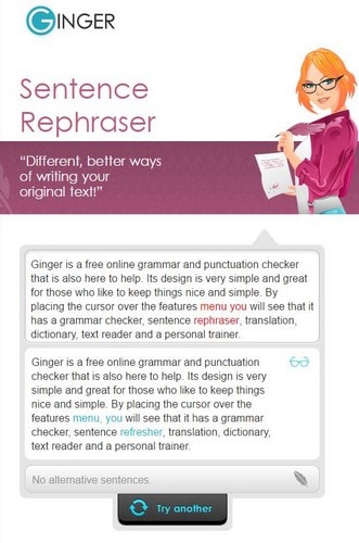 Ginger Sentence rephraser