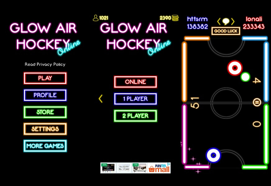 Glow Air Hockey in linea