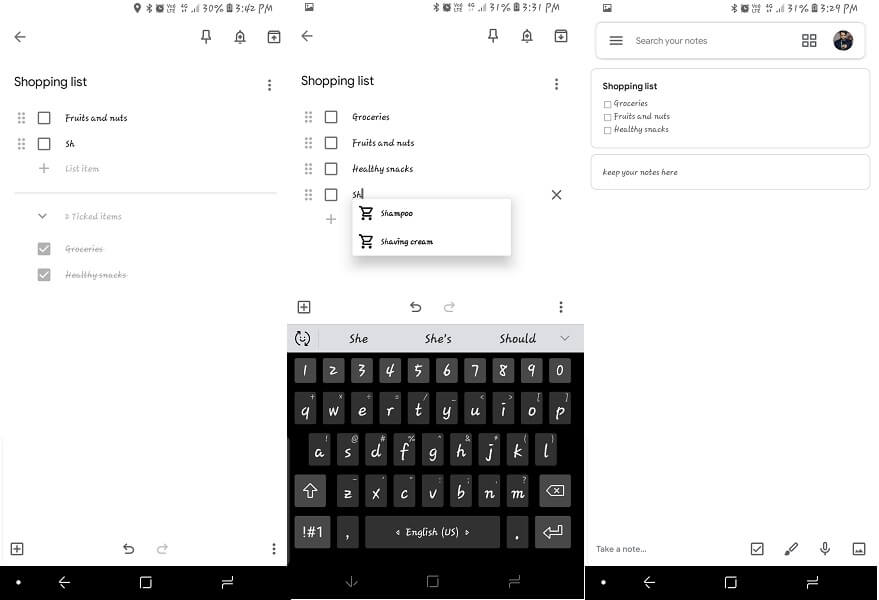 Google Keep - قائمة تطبيقات Android