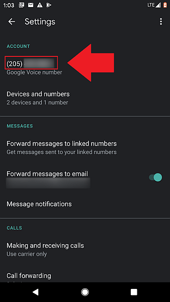 Google Voice nummer