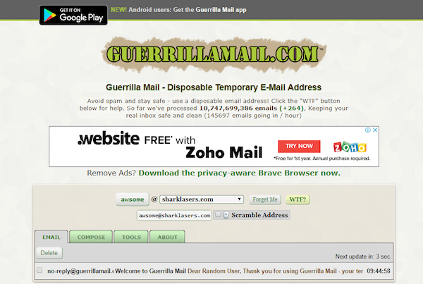 Alternativy mailinátorů – Guerilla Mail