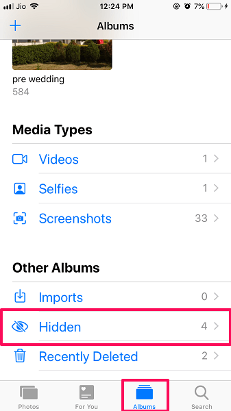 Álbum oculto no iPhone para fotos e vídeos