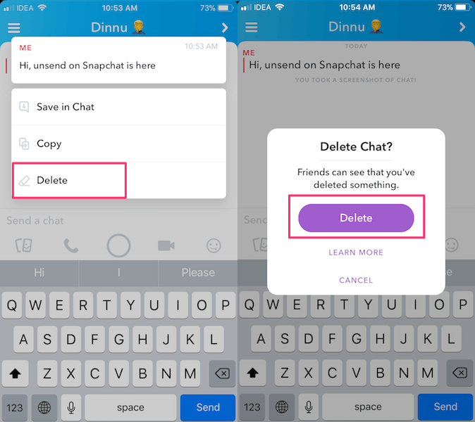 Snapchatでメッセージを削除する方法