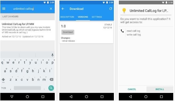 Korlátlan hívásnapló beszerzése gyökeres Android-eszközökön