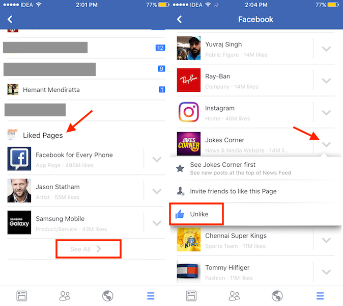 Hur man ser gillade sidor på Facebook-appen Android och iPhone