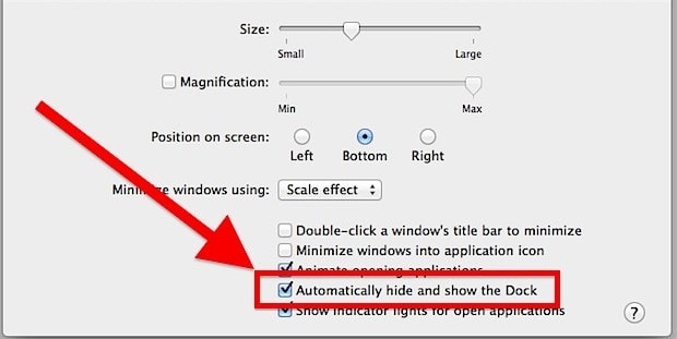 A dokkoló automatikus elrejtése Mac rendszeren