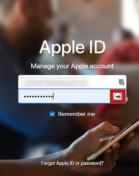 Strona logowania Apple ID