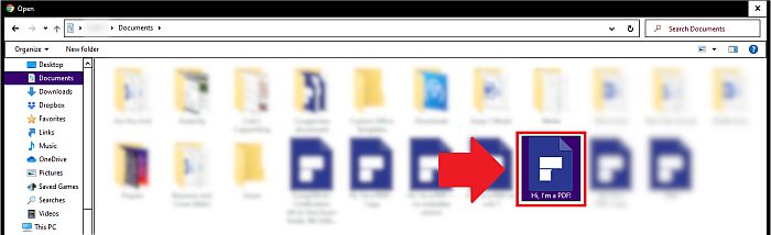 Auffinden der zu konvertierenden PDF-Datei in Adobe Acrobat Site
