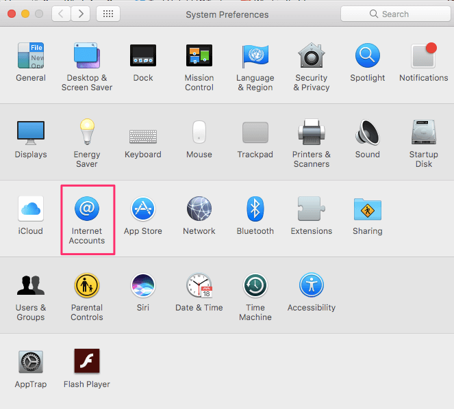 Интернет-аккаунты Mac