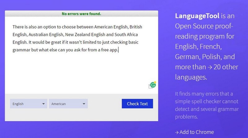 Language Tool kostenlose Grammatikprüfung