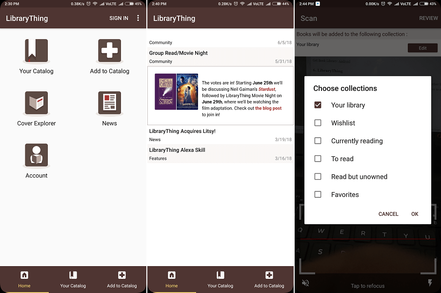 LibraryThing - aplicativo de catálogo de livros android