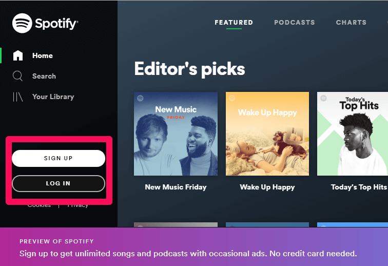 Słuchaj Spotify na komputerze za pomocą odtwarzacza internetowego