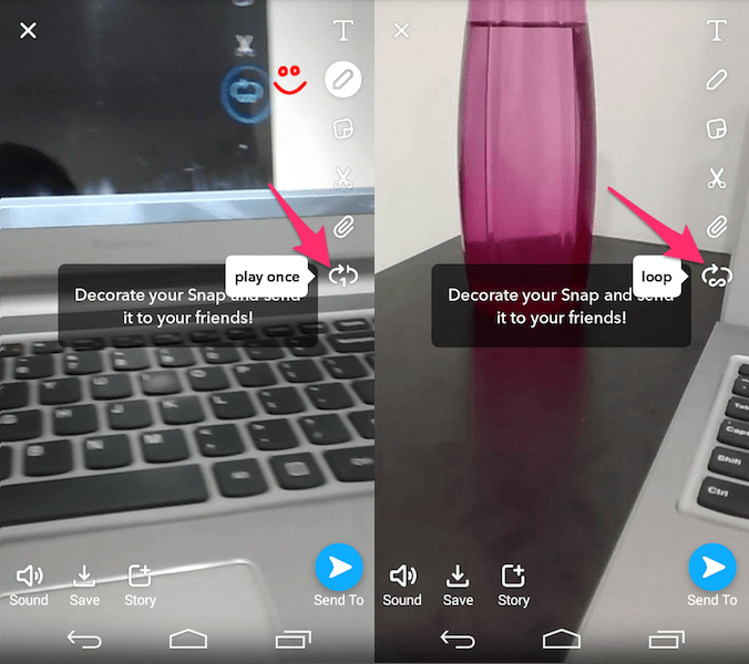 Vídeos do Snapchat em loop
