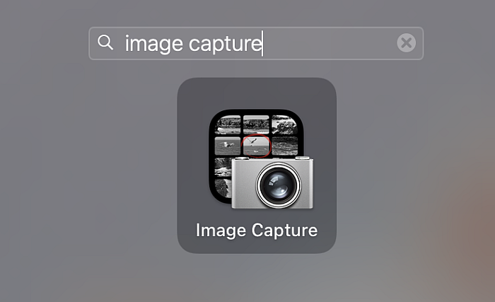 Bilderfassungssymbol, wie es in den Mac-Suchergebnissen zu sehen ist