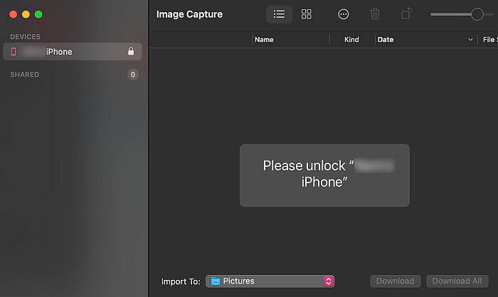 Bilderfassungsschnittstelle in mac
