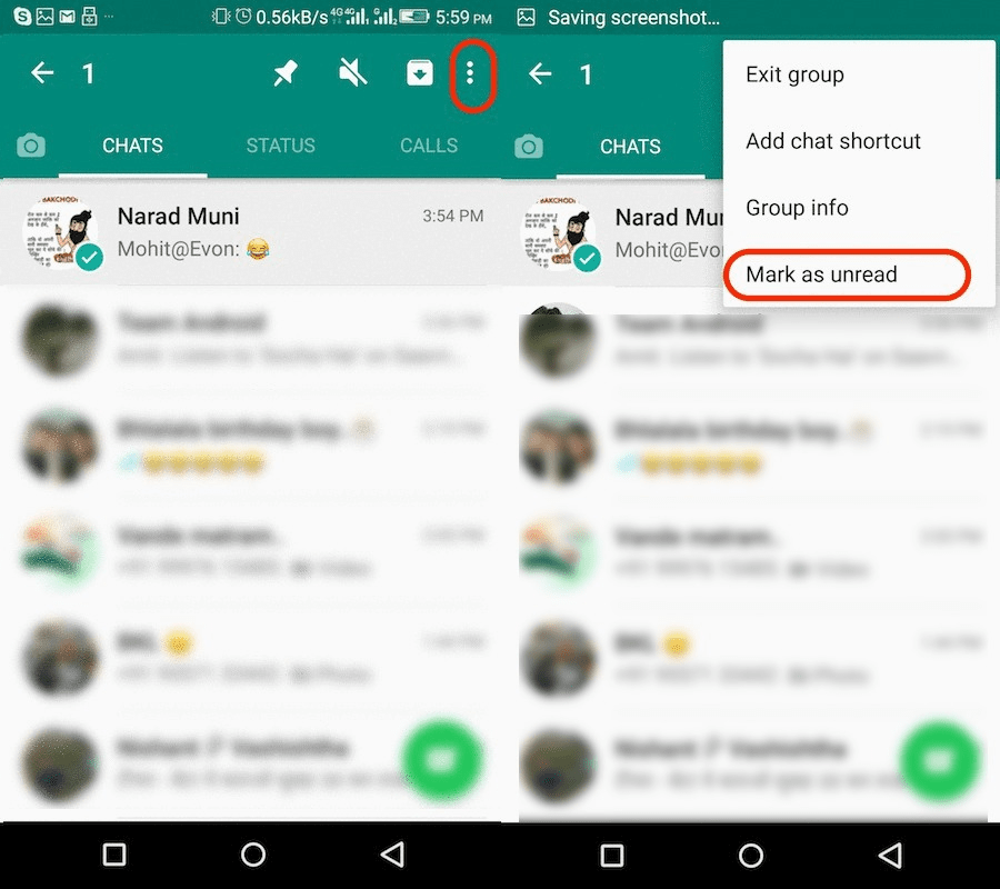 Marcar como no leído en WhatsApp para Android