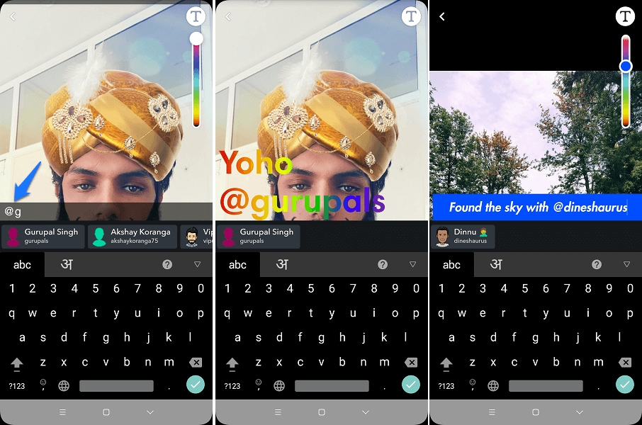 Menciona a tus amigos en la historia - Snapchat