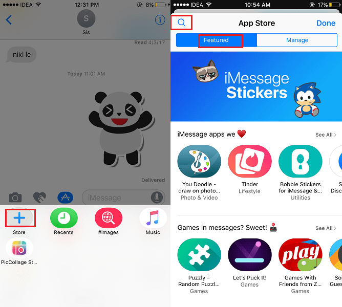 Administrer apper i meldinger på iOS-enhet