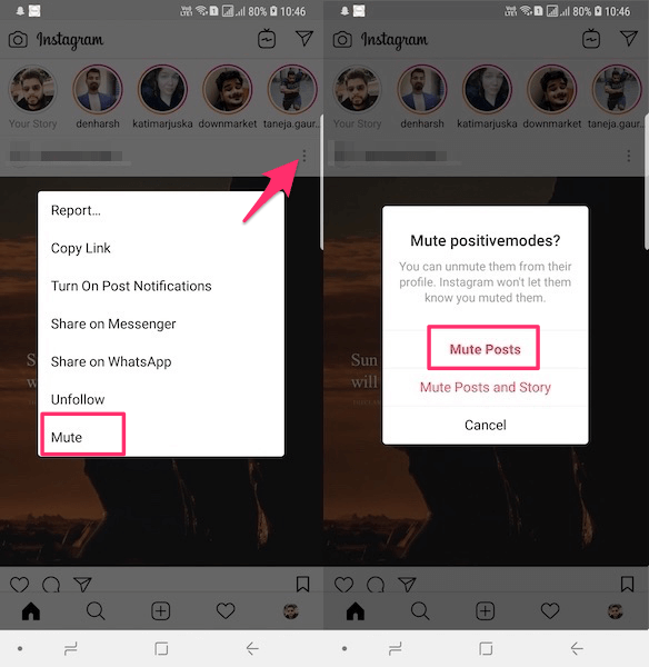 Stäng av Instagram-konton utan att sluta följa dem