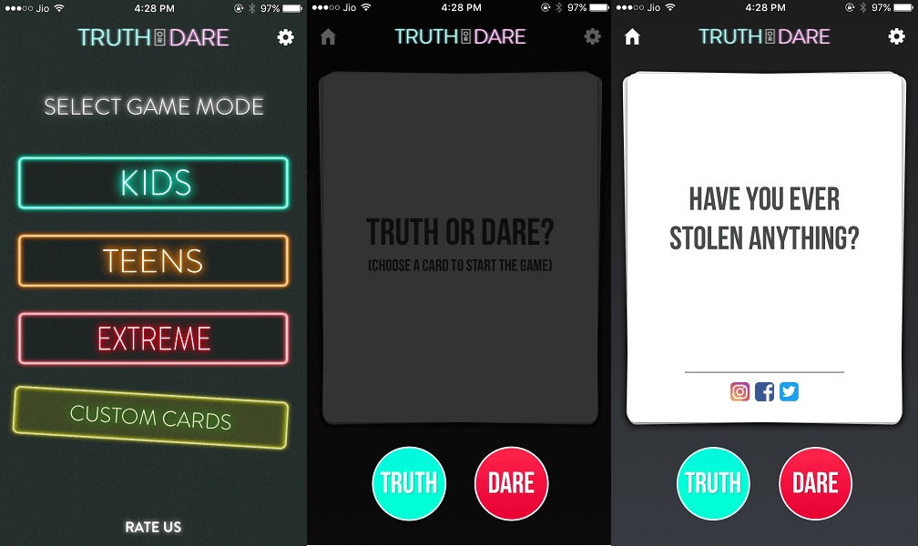 Nerve - iOS용 Truth Or Dare 앱