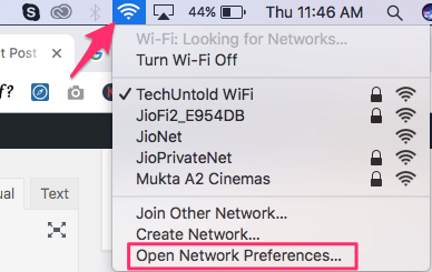 Otwórz Preferencje sieciowe na Macu