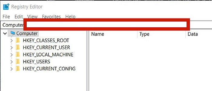 Captura de pantalla del editor de registro de Windows