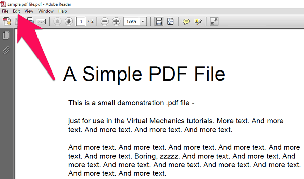 Fichier PDF dans Adobe Reader