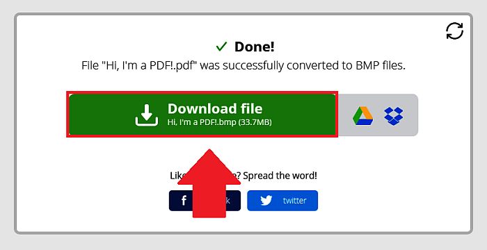 Ladda ner filen i PDF Candy