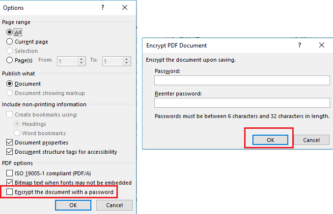 Mot de passe protéger le fichier PDF en utilisant MS Word