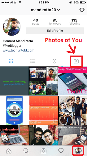 Odznačte se na fotografiích Instagramu