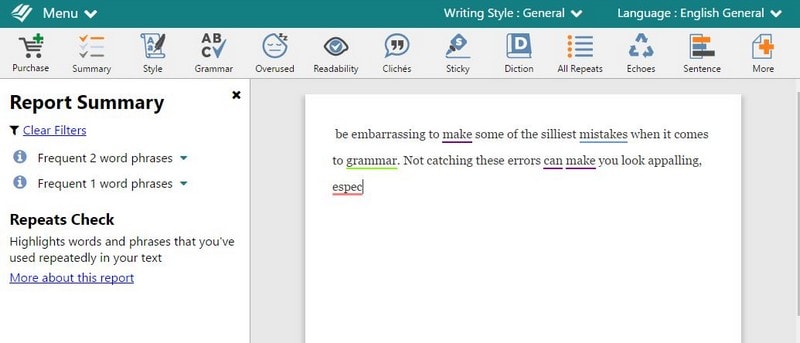 ProWritingAid: ferramentas de verificação gramatical