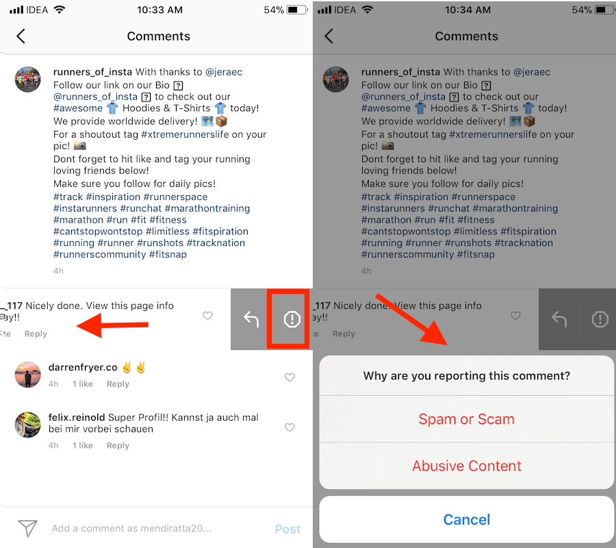 在 Instagram 上报告攻击性评论