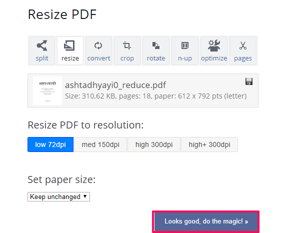 PDFファイルをRezide-PDFを圧縮