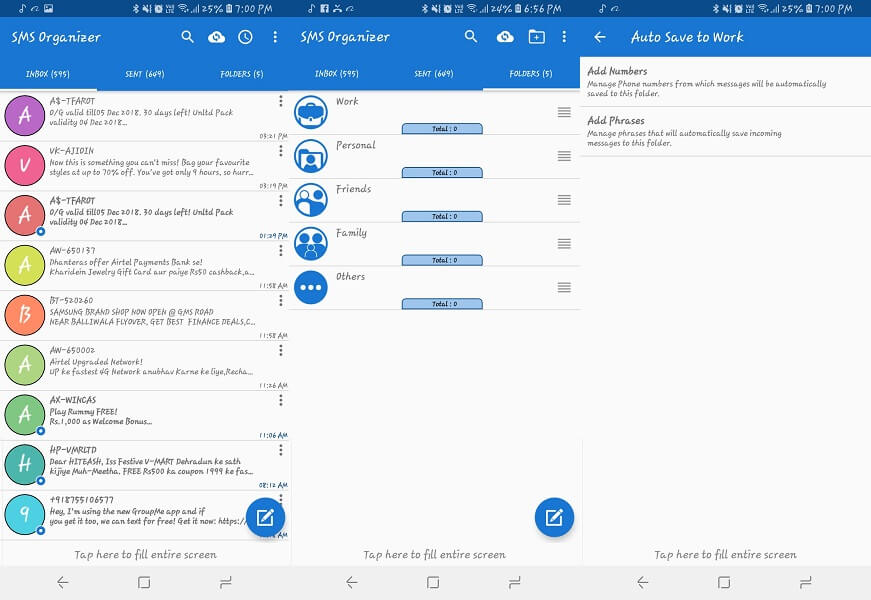 SMS Backup - SMS-arrangörsappar för Android
