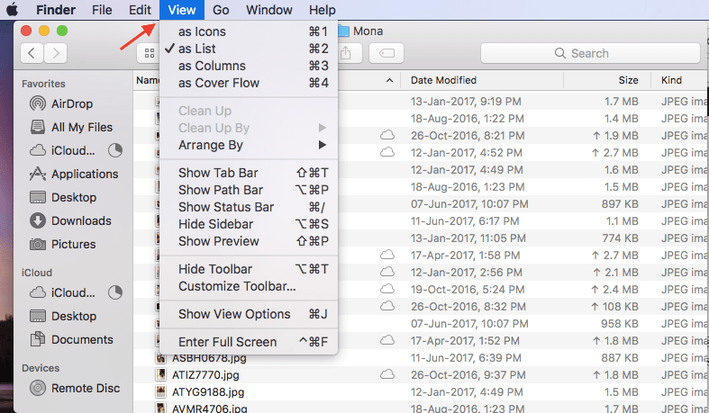 Selecteer meerdere bestanden op Mac met toetsenbord