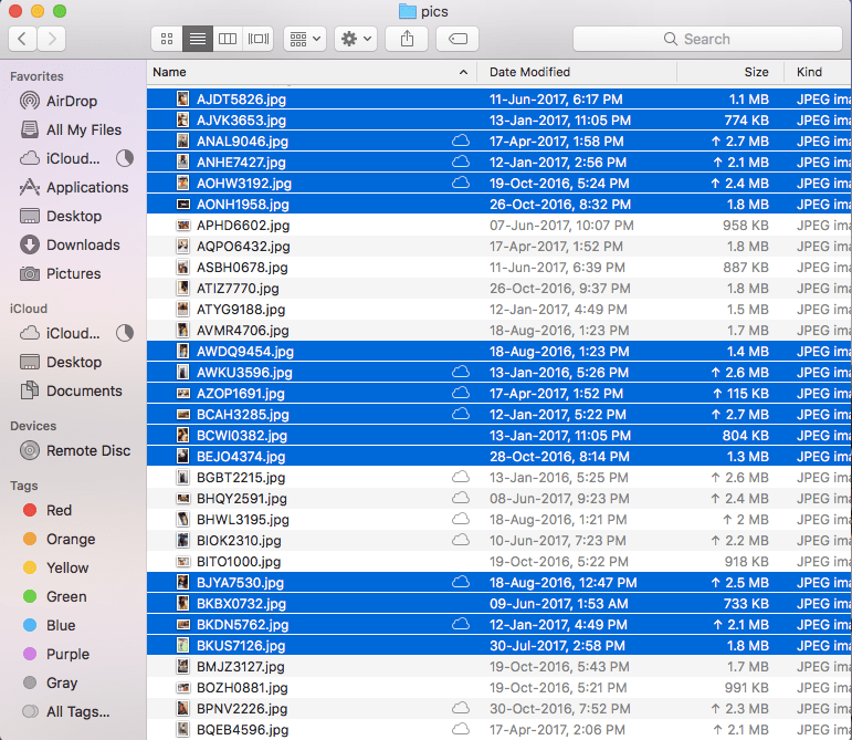 Como selecionar vários arquivos não consecutivos no Mac