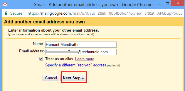 Send e-post fra egendefinert adresse med Gmail