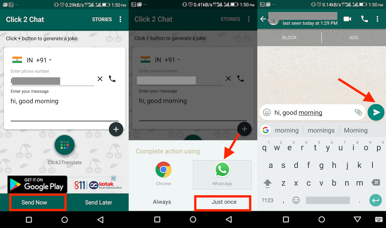 Senden Sie eine WhatsApp-Nachricht, ohne den Kontakt auf Android zu speichern