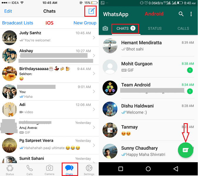 Visa kontaktlistan i den nya WhatsApp-uppdateringen