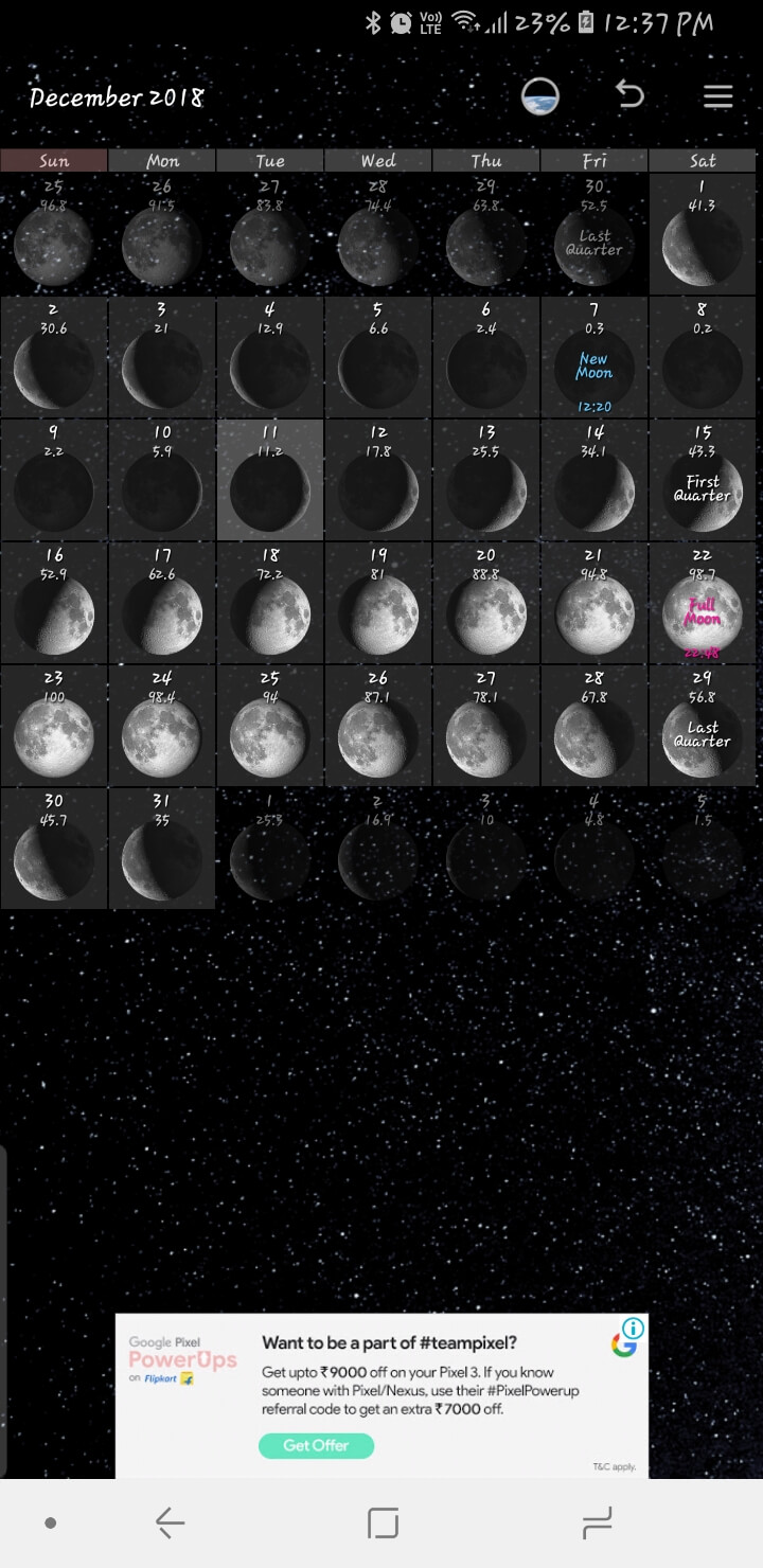 Enkel månefasekalender iphone android