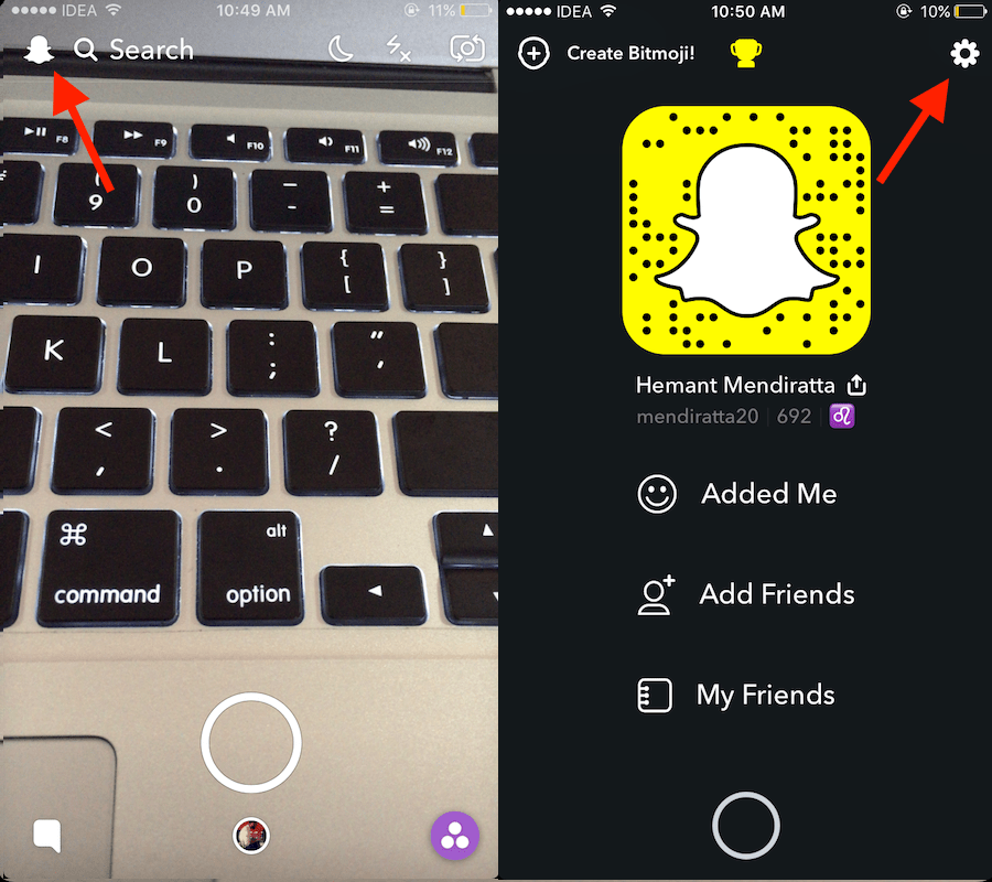 Nastavení Snapchat