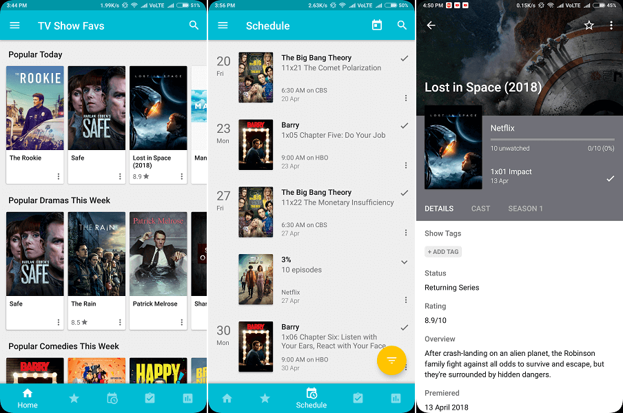 TV Show Favs - aplicativo rastreador de programas de TV grátis para Android