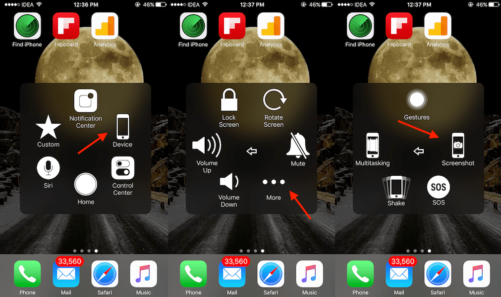 Machen Sie einen Screenshot ohne Tasten auf dem iPhone
