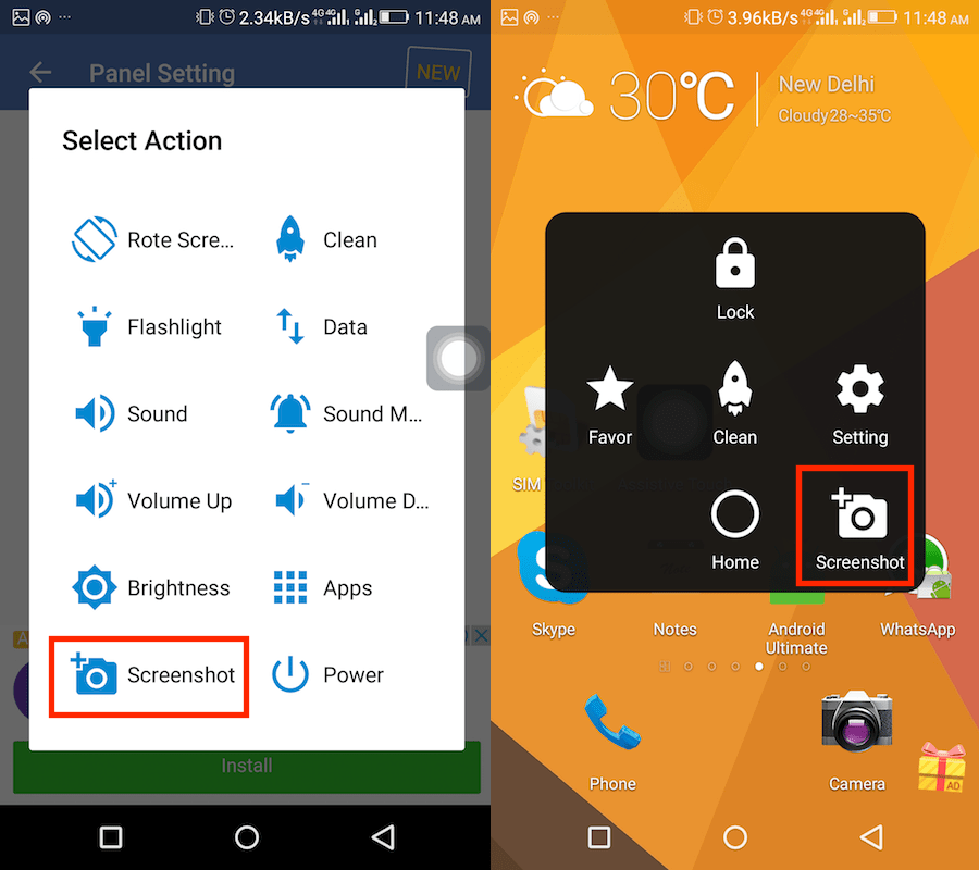在 Android 上拍摄没有电源和音量按钮的屏幕截图
