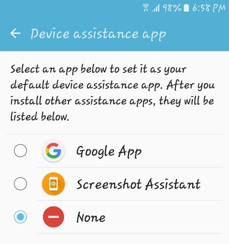 Tag et skærmbillede med startknappen på Android