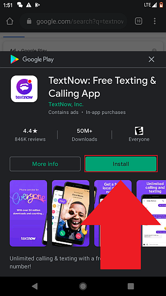 Installa TextNow