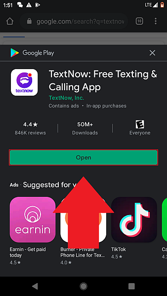 TextNow открыть приложение