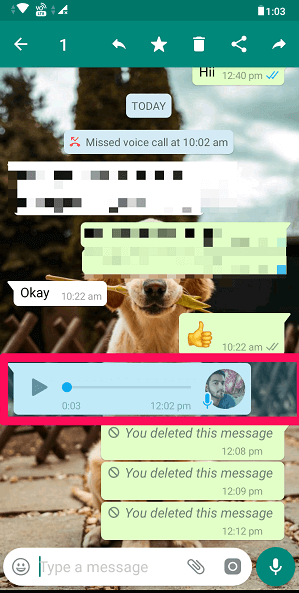 selecteer WhatsApp-audio