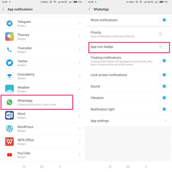 Kapcsolja ki a Badge App ikont Androidon
